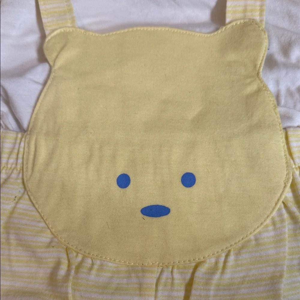 Vintage Yellow Baby Romper & Hat Set